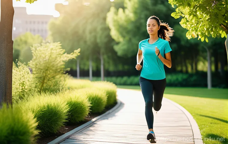 건강코칭과 연관된 IT 솔루션 - **Wearable Technology and Proactive Health Monitoring:**
    A dynamic, medium shot of a fit person,...