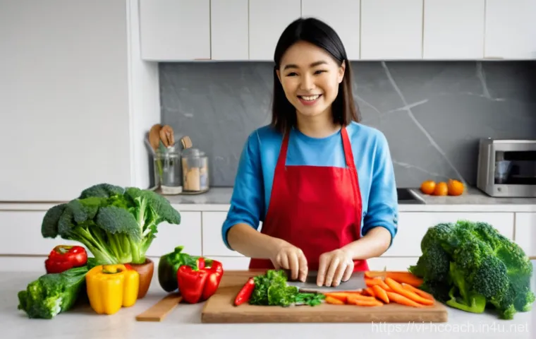 건강코칭 온라인 강의 활용법 - **Prompt:** A vibrant, high-energy image featuring a young Vietnamese woman in her late 20s performi...