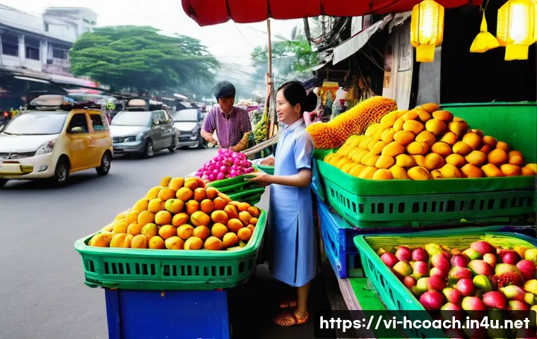 건강코칭 초보자를 위한 기초 이론 - **Prompt:** A vibrant, sun-drenched scene in a bustling Hanoi marketplace. A young woman, wearing a ...