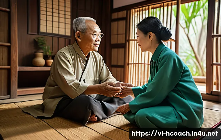 건강코칭에서의 문화적 감수성 - A Vietnamese traditional health consultation scene showing a middle-aged female healthcare professio...