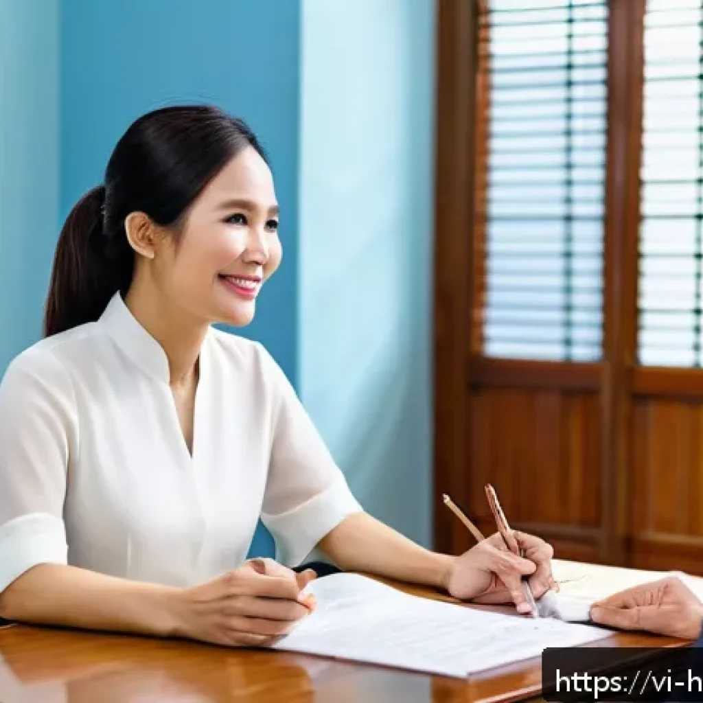건강코칭 전문가의 커뮤니케이션 팁 - A professional health coach in a modern, softly lit Vietnamese office setting, attentively listening...