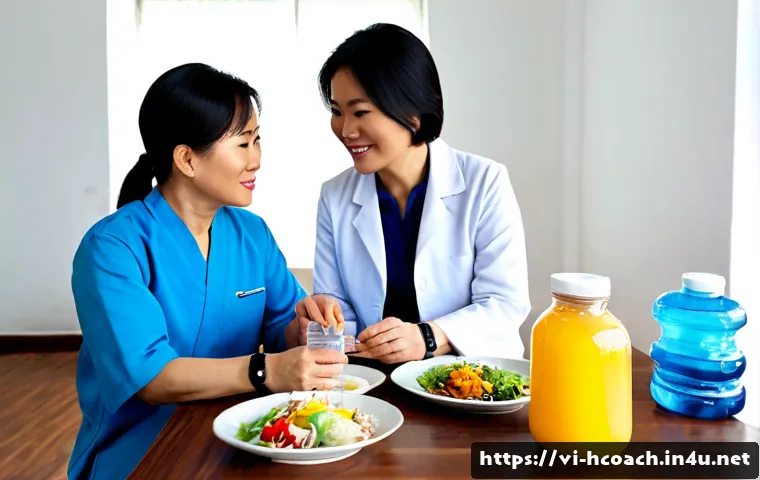 Home 17 건강코칭과 장기적인 고객 관계 - Photorealistic health coaching consultation in a bright modern wellness clinic in Vietnam, a friendl...